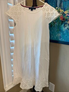Tommy Hilfiger White Eyelet Cap Sleeve Shift Dress